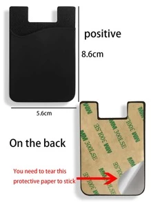 1pc Silicone Card Holder For Phone, Compatible With Credit Card, Id, Transit Card And Tablet - Black - View 4