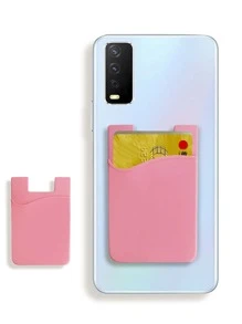 1pc Silicone Card Holder For Mobile Phone, Bank Card, Transportation Card, Id Card For Tablet, Computer - Pink - View 1