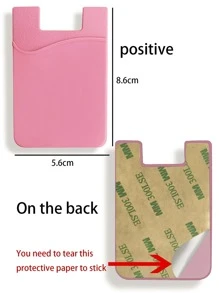 1pc Silicone Card Holder For Mobile Phone, Bank Card, Transportation Card, Id Card For Tablet, Computer - Pink - View 4