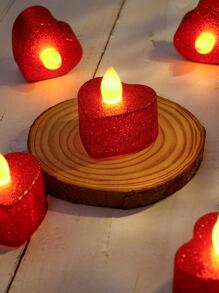 1pc Creative Fashion Personalized Sprinkled Heart LED Candle - Yellow - View 1