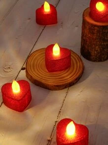 1pc Creative Fashion Personalized Sprinkled Heart LED Candle - Yellow - View 5