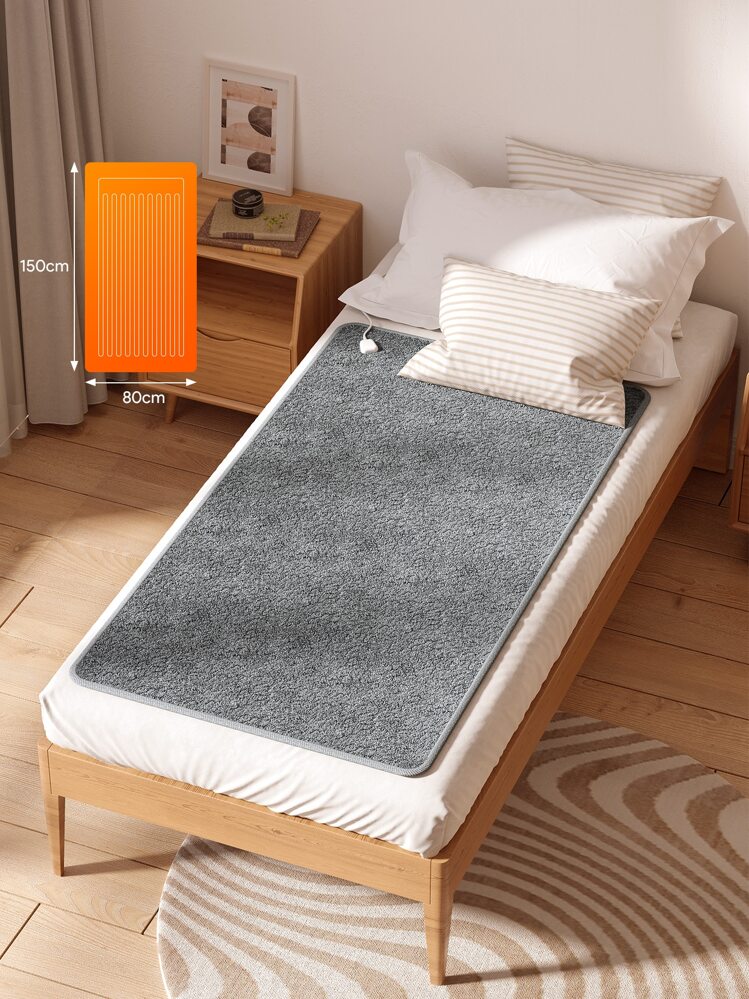 JMMO Colchón con calefacción, manta eléctrica con enchufe europeo, regalos de Navidad, imprescindibles para otoño e invierno - Gris - Añade 2