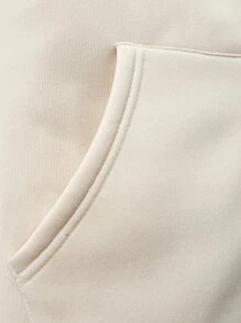 Manfinity Men 1pc Letter Graphic Zip Up Thermal Lined Drawstring Hoodie - Apricot - View 4