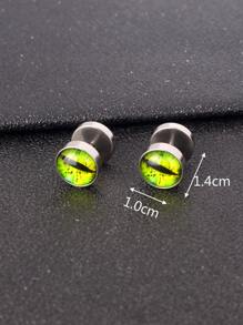 Những người đàn ông thời trang và phổ biến Mắt chi tiết Bông tai tròn bằng thép không gỉ Punk Hip Pop Phong cách cho món quà trang sức và cho một vẻ ngoài sành điệu - Bạc - Xem 3