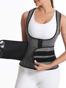 1pc PU Polyurethane Sports Waist Belt Shapewear Waist Trainer Corset - Grey - View 1