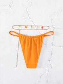 2 条装链式丁字裤比基尼泳裤 - 橘色 - 查看 2