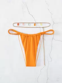 2 条装链式丁字裤比基尼泳裤 - 橘色 - 查看 1