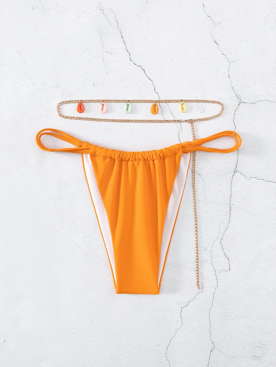 2 条装链式丁字裤比基尼泳裤 - 橘色 - 查看 1