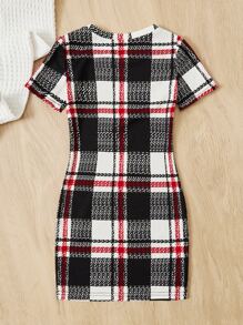 SHEIN Young Girl Plaid Print Dress
