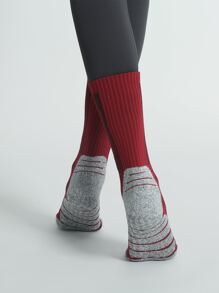 1 par Calcetines de yoga con corte alto, fondo de toalla, antideslizantes, calcetines calentadores de pierna para deporte, calcetines para correr, bailar, pista - Burdeos - Ver 4