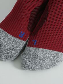 1 par Calcetines de yoga con corte alto, fondo de toalla, antideslizantes, calcetines calentadores de pierna para deporte, calcetines para correr, bailar, pista - Burdeos - Ver 5