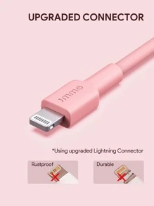 JMMO USB-A 轉 Lightning 傳輸線，USB 轉 Lightning 數據線 480Mbps 數據傳輸 6.6FT/2M [MFi 認證] - 粉色 - 查看 3