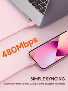 JMMO USB-A 轉 Lightning 傳輸線，USB 轉 Lightning 數據線 480Mbps 數據傳輸 6.6FT/2M [MFi 認證] - 粉色 - 查看 6
