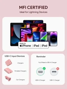 JMMO USB-A 轉 Lightning 傳輸線，USB 轉 Lightning 數據線 480Mbps 數據傳輸 6.6FT/2M [MFi 認證] - 粉色 - 查看 7