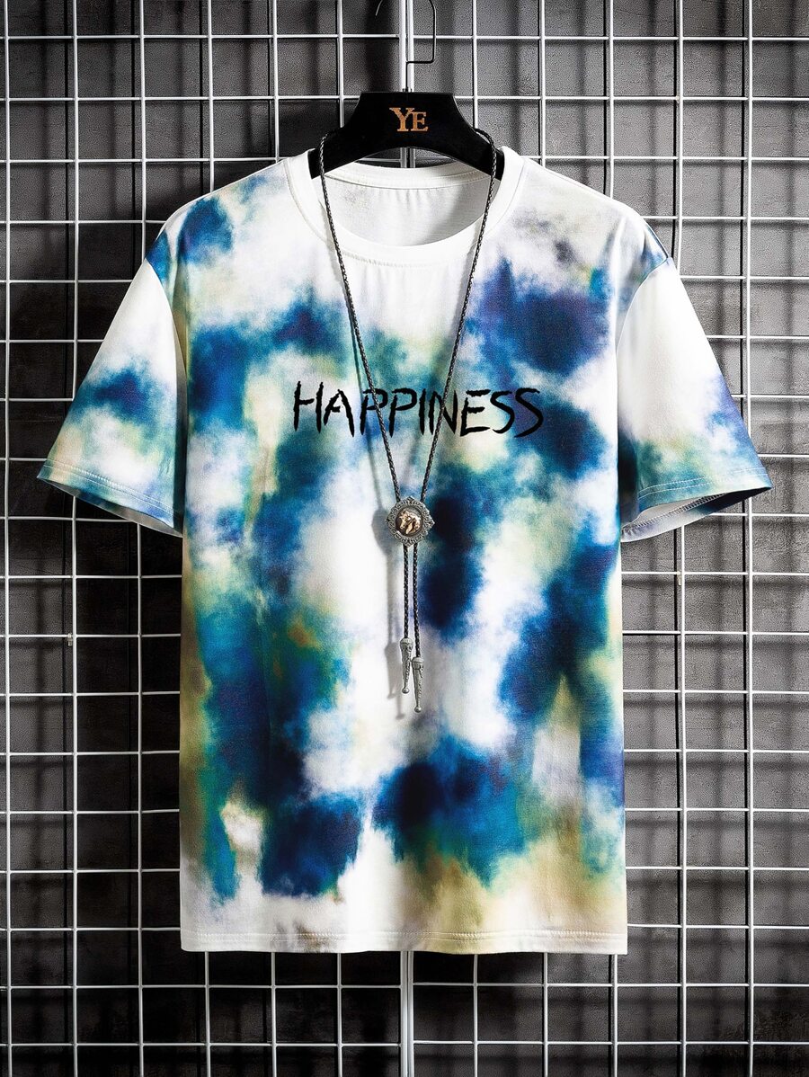 Manfinity Men Tie Dye Letter Graphic Tee - Multicolor - View 1