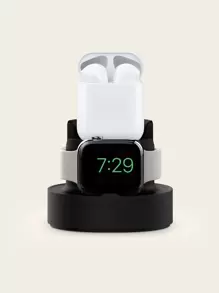 Silicone Charger Holder Compatible With Apple Watch - Black - View 1