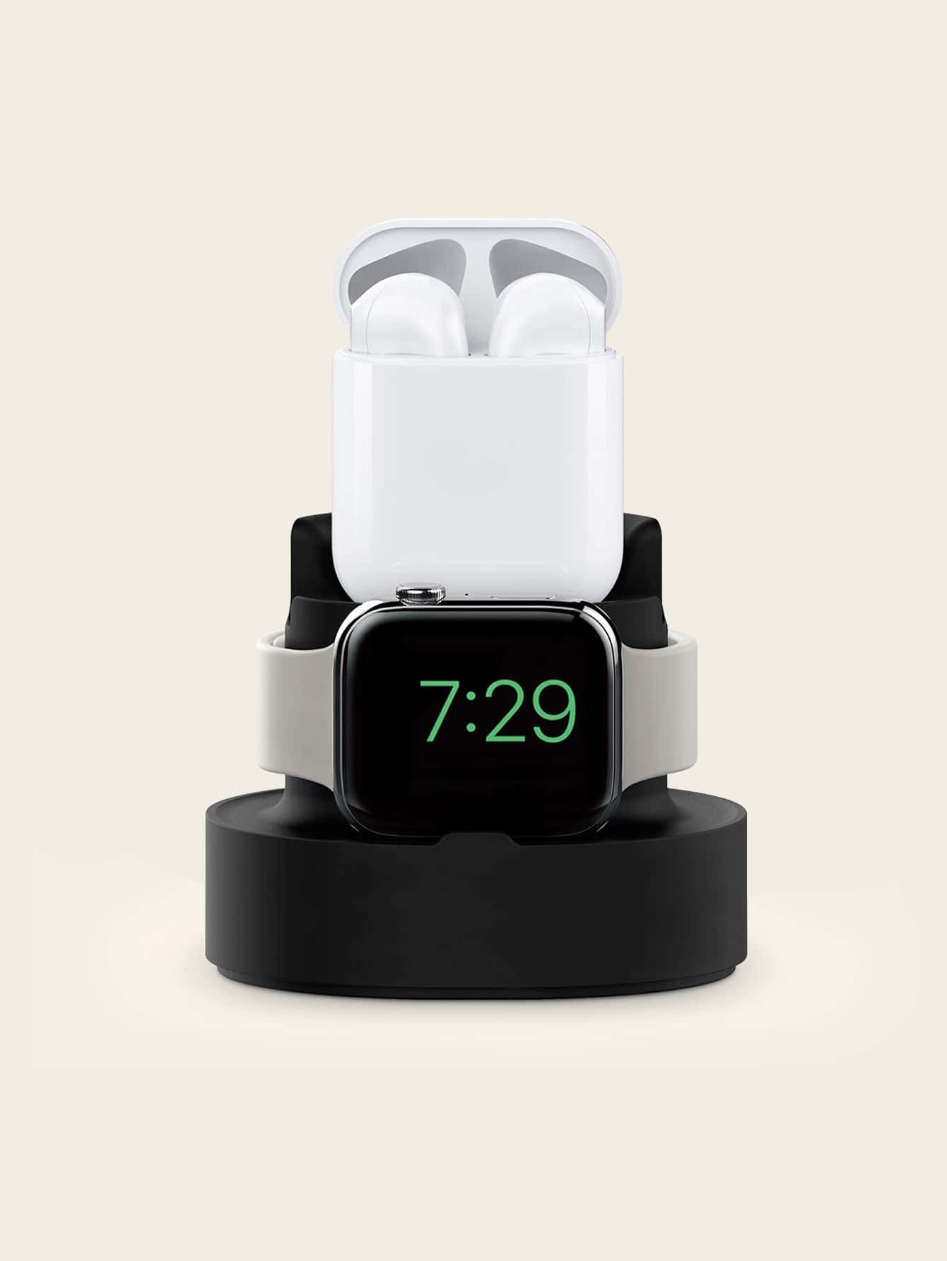 Silicone Charger Holder Compatible With Apple Watch - Black - View 1