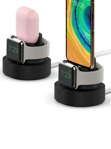 Silicone Charger Holder Compatible With Apple Watch - Black - View 2