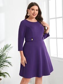 EMERY ROSE Vestido línea A unicolor - Morado - Ver 4