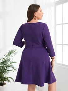 EMERY ROSE Vestido línea A unicolor - Morado - Ver 2