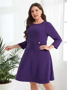 EMERY ROSE Vestido línea A unicolor - Morado - Ver 3