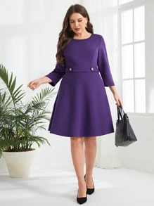EMERY ROSE Vestido línea A unicolor - Morado - Ver 1
