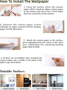 1pc Marble Print Wall Paper, Modern PVC Marble Pattern Wall Adhesive Roll For Home Decoration - White - View 8