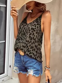 SHEIN Clasi 豹紋印花吊帶上衣 - 棕色 - 查看 3