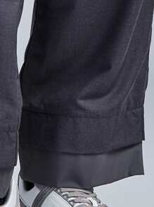 男士字母圖案闊腿西裝褲 - 黑色 - 查看 4