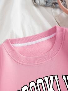 INAWLY Letter Graphic Thermal Lined Sweatshirt,Long Sleeve Tops Graduation,Back To School,Graduation,Teacher For Women,Back To School Pullover Fall Sweatshirt - Baby Pink - View 6