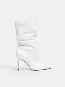 evoluSHEIN Point Toe Stiletto Heeled Slouchy Boots - White - View 5