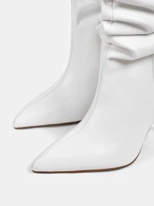 evoluSHEIN Point Toe Stiletto Heeled Slouchy Boots - White - View 7