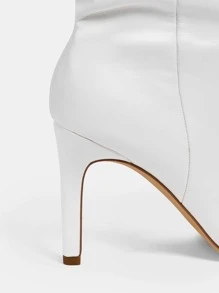 evoluSHEIN Point Toe Stiletto Heeled Slouchy Boots - White - View 8