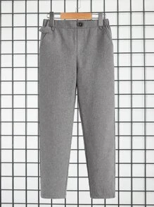 SHEIN Boys Button Front High Waist Trousers - Grey - View 1