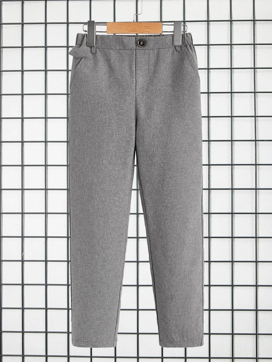 SHEIN Boys Button Front High Waist Trousers - Grey - View 1