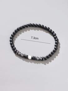 時尚流行男士簡約串珠腳鍊，適合珠寶禮物和時尚外觀 - 黑色 - 查看 3