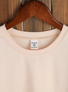 SHEIN Girls Floral & Slogan Graphic Tee - Beige - View 4