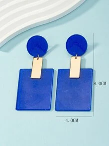 矩形吊坠耳环 - 彩色 - 查看 3