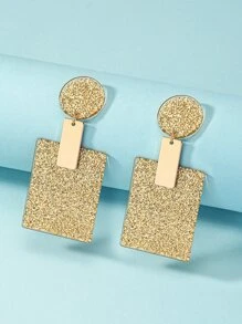Textured Rectangle Drop Earrings - Multicolor - View 3