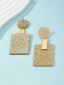 Textured Rectangle Drop Earrings - Multicolor - View 4
