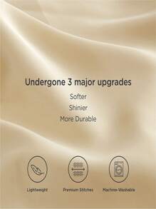 2入組緞面素色枕套臥室用軟枕套床上用品 - 卡其色 - 查看 5