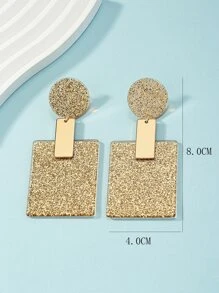 Textured Rectangle Drop Earrings - Multicolor - View 5