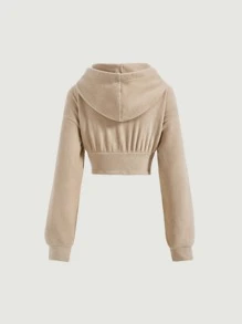 SHEIN MOD Capucha térmica unicolor pecho con fruncido de hombros caídos - Albaricoque - Ver 5