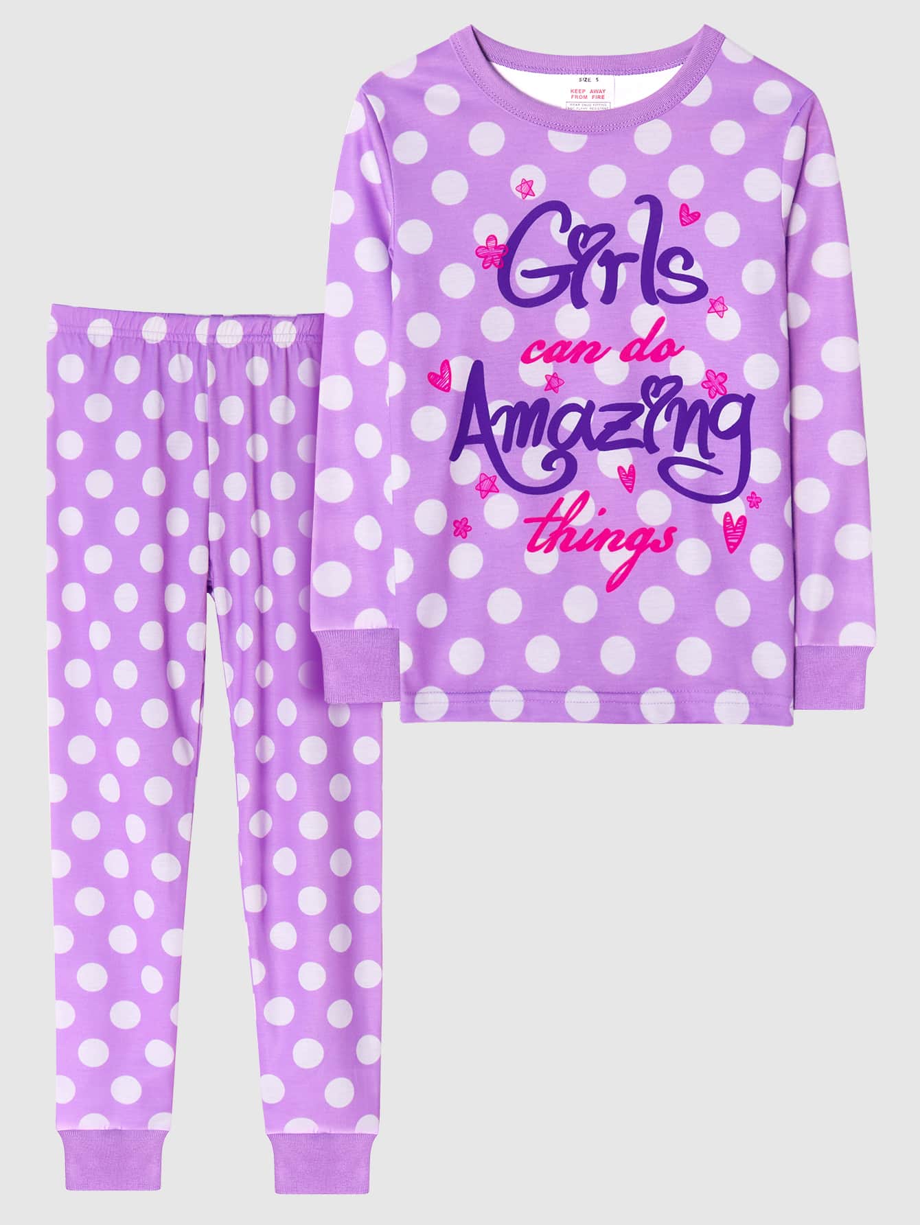 Bộ đồ ngủ in họa tiết chấm bi tím 2 món cho bé gái tuổi teen Quần áo mặc ở nhà - Màu tím - Xem 1