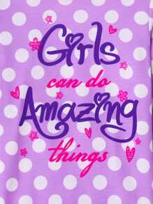 Bộ đồ ngủ in họa tiết chấm bi tím 2 món cho bé gái tuổi teen Quần áo mặc ở nhà - Màu tím - Xem 3