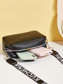 Yogodlns Bolso cruzado cuadrado mini de con correa ancha, bolsillo para teléfono y monedas, bolso de hombro para uso diario - Negro - Ver 4