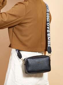 Yogodlns Bolso cruzado cuadrado mini de con correa ancha, bolsillo para teléfono y monedas, bolso de hombro para uso diario - Negro - Ver 5