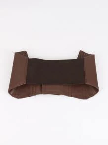 Square Buckle Corset Belt - Coffee Brown - View 2