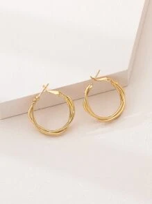 Criss Cross Hoop Earrings - Yellow Gold - View 3