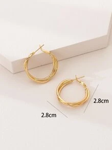 Criss Cross Hoop Earrings - Yellow Gold - View 4